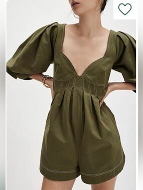 Free People Forget Me Romper Puff-sleeve